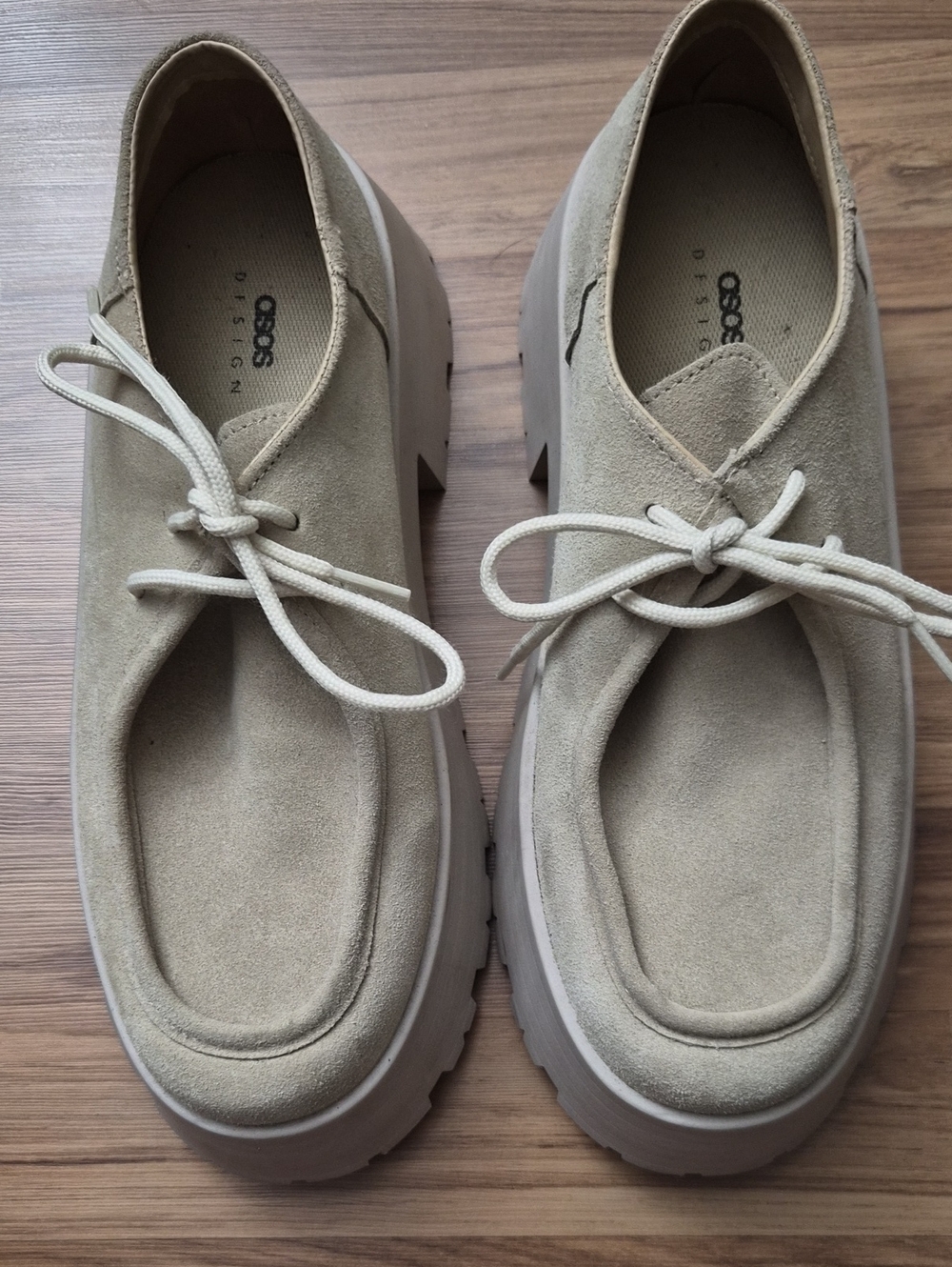 ASOS Cream Suede Chunky Lace-Up  Shoes